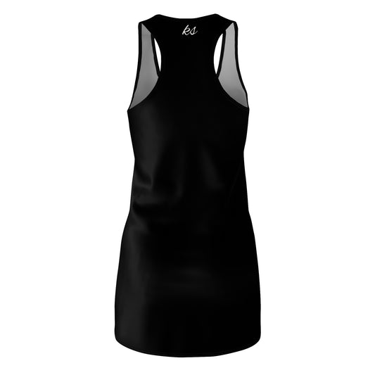 Sleek Black Racerback Dress for Women - Casual Chic Wear