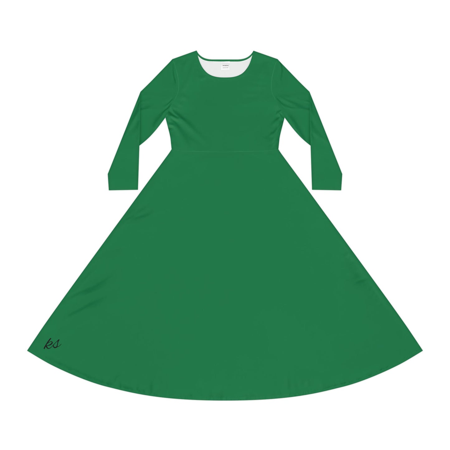 Green Long Sleeve Dance Dress - Elegant & Comfortable for Performances and Celebrations