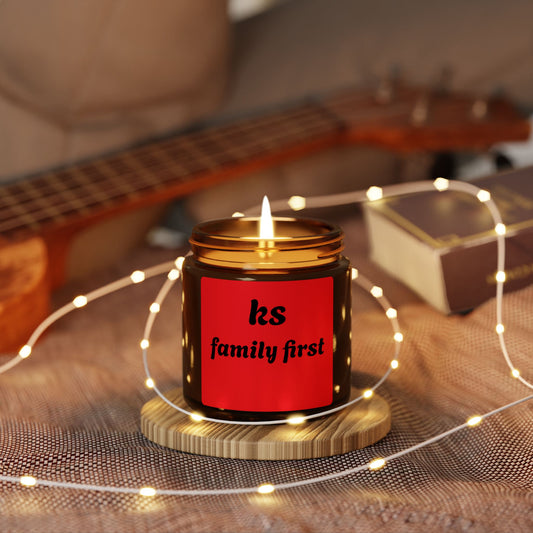 Family first-Scented Soy Candle (Multi-Size, Amber Jar)