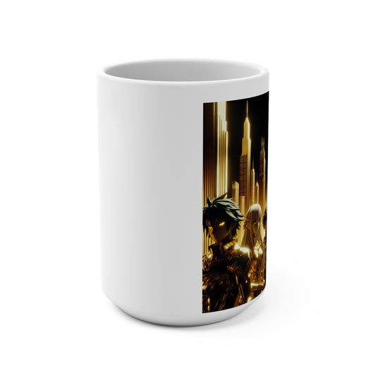 Golden Guardians 15oz Mug - Futuristic Anime Design