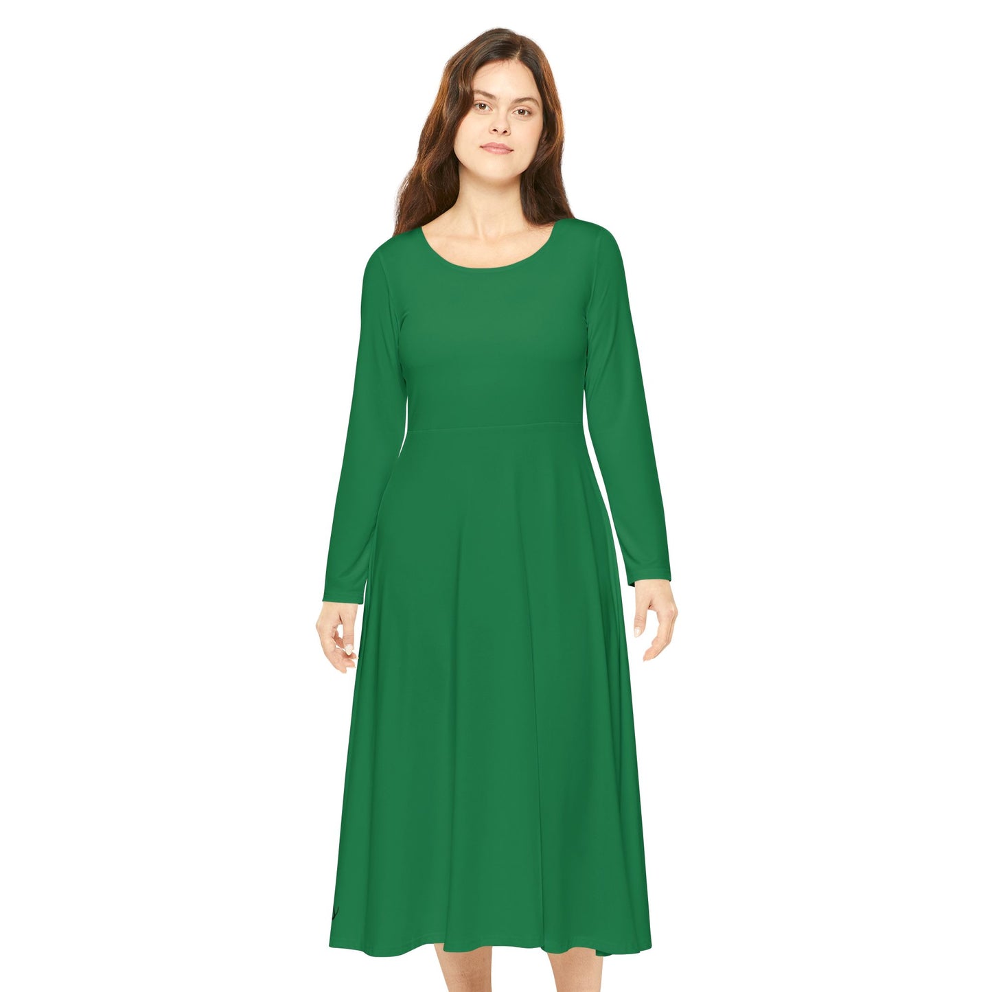 Green Long Sleeve Dance Dress - Elegant & Comfortable for Performances and Celebrations