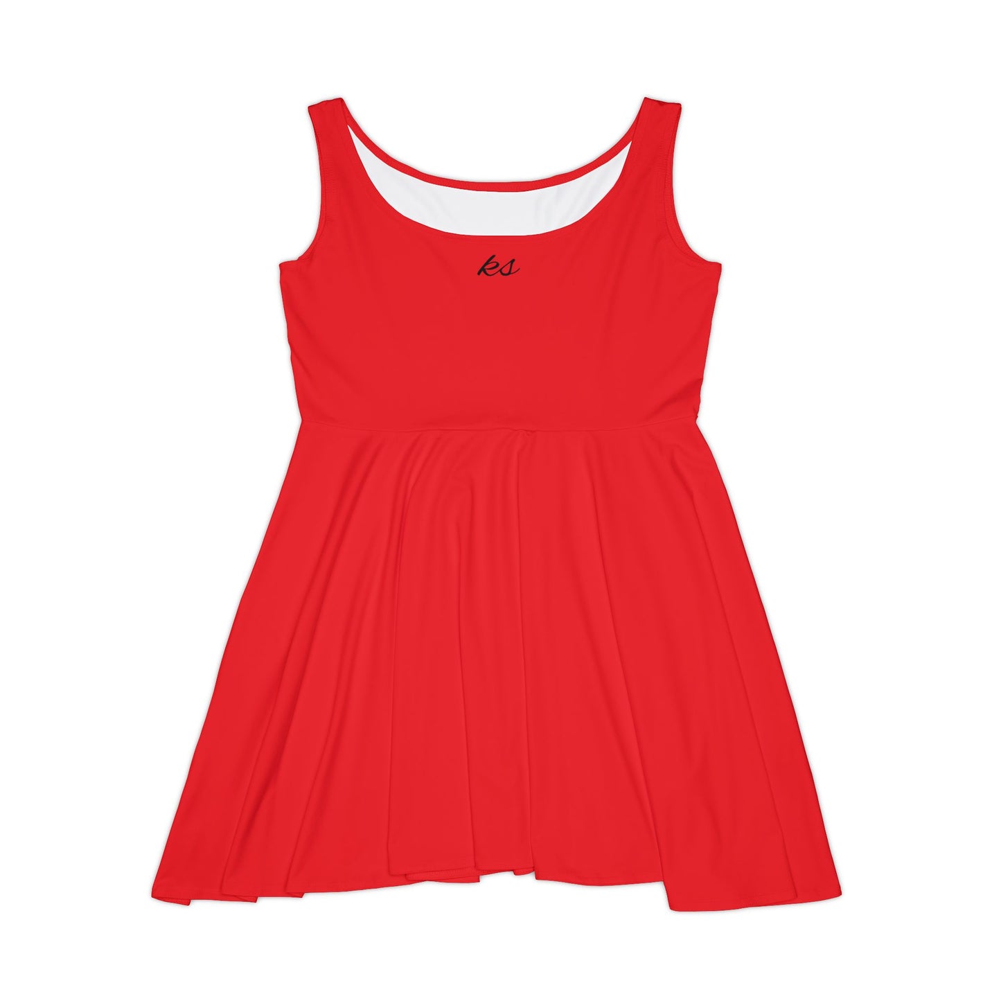 Casual Women's Red Skater Dress with Embroidered Detail