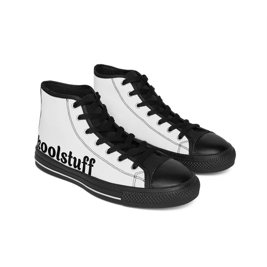 Trendy Women&#039;s Classic Sneakers - Stylish Black and White High Tops with Kool Stuff Logo