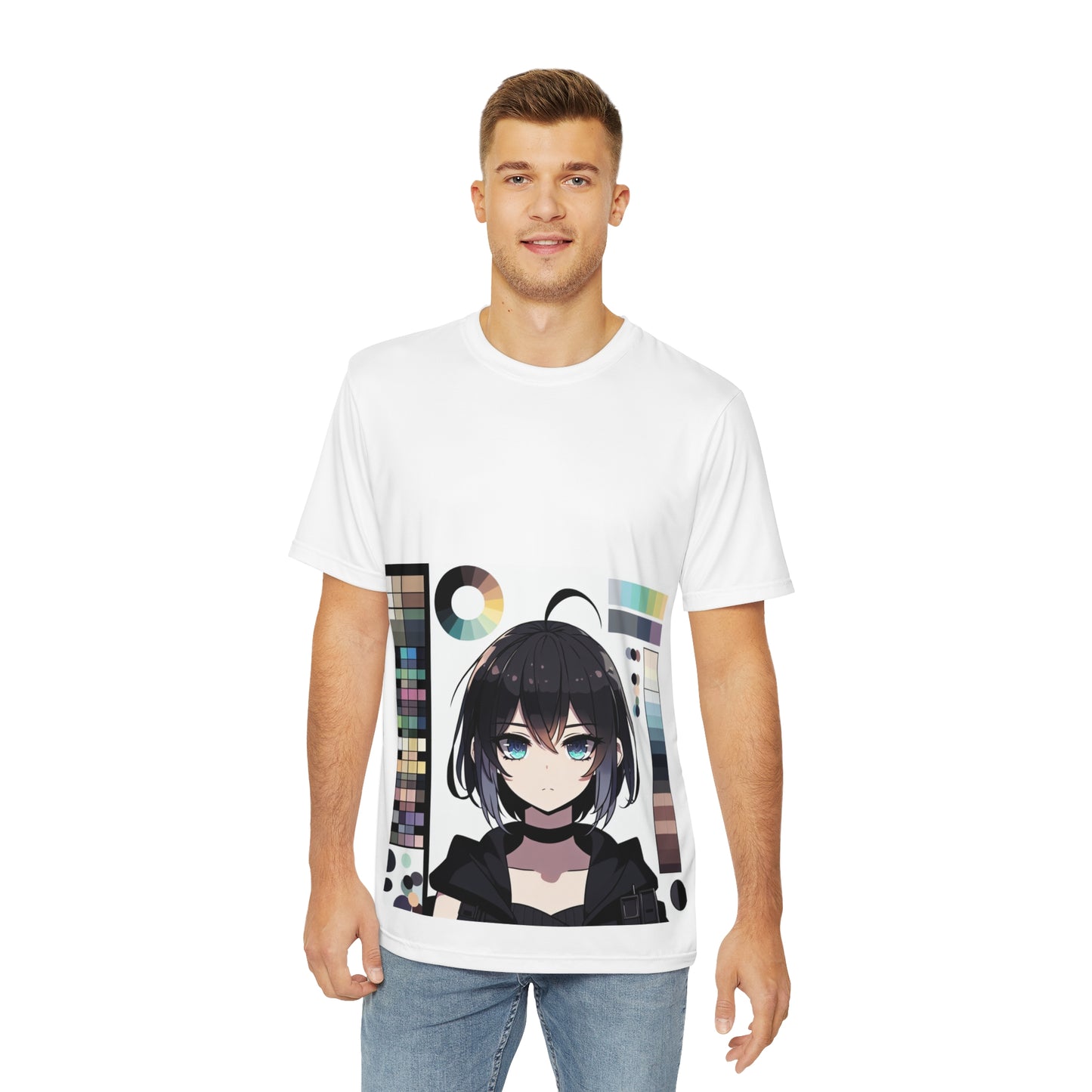 Anime-Inspired Men's Polyester Tee - Unique Graphic Design for Casual Wear