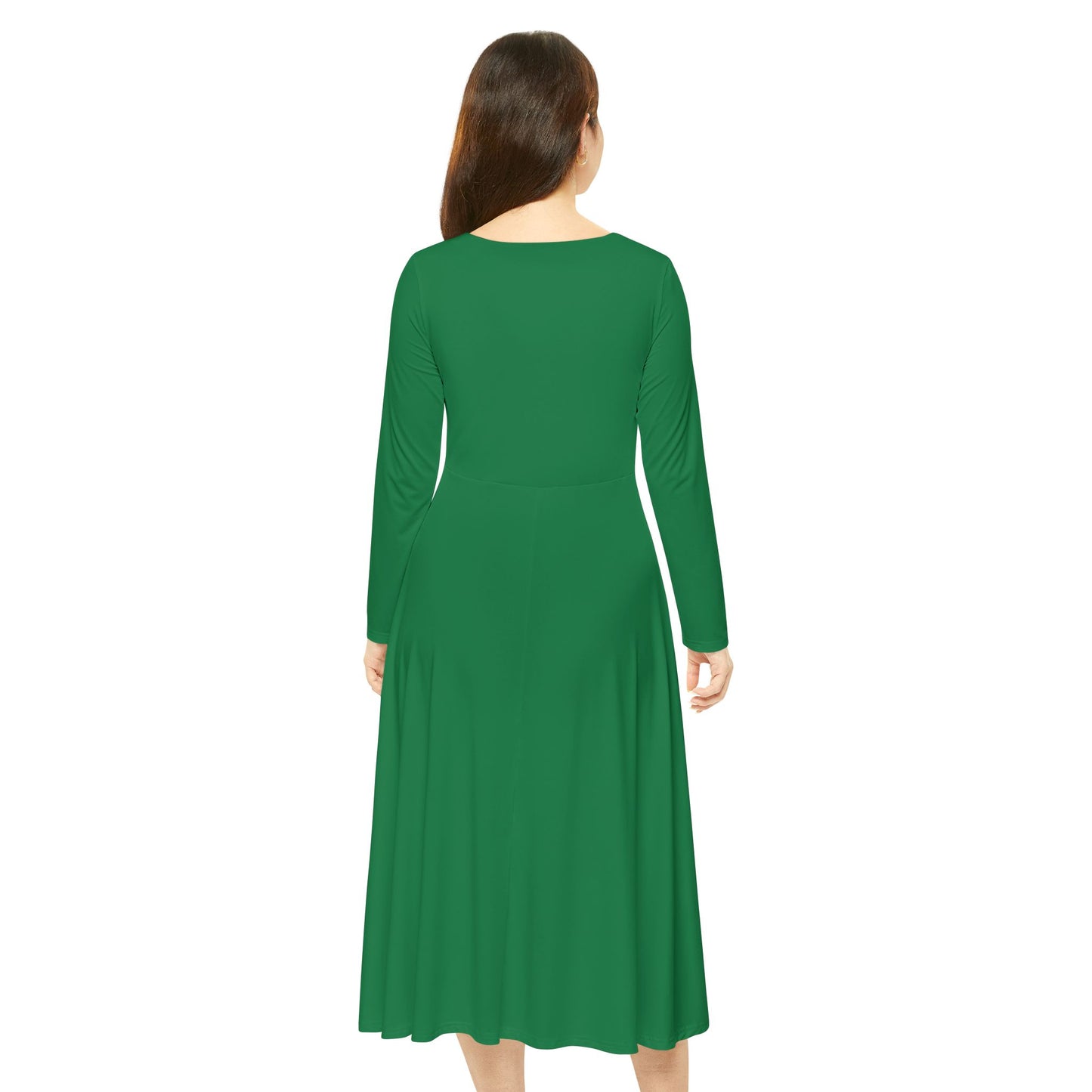 Green Long Sleeve Dance Dress - Elegant & Comfortable for Performances and Celebrations